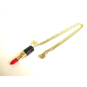 Photo: CHANEL Vintage CC Logo Lipstick Motif Champagne Gold Chain Necklace #9787