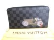 Photo1: LOUIS VUITTON Damier Graphite Leather Zippey Organizer Round Zip Wallet #9791