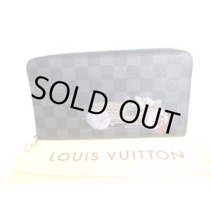 Photo: LOUIS VUITTON Damier Graphite Leather Zippey Organizer Round Zip Wallet #9791