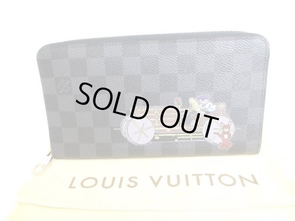 Photo1: LOUIS VUITTON Damier Graphite Leather Zippey Organizer Round Zip Wallet #9791