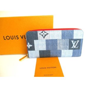 Photo: LOUIS VUITTON Monogram Blue Denim Round Zip Zippy Wallet #9792