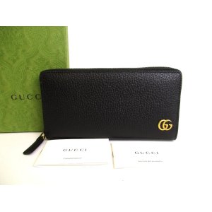 Photo: GUCCI Marmont GG Black Leather Round Zip Long Wallet #9800