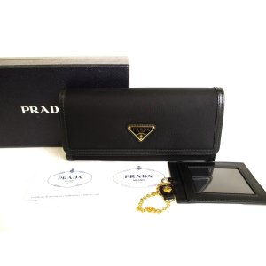 Photo: PRADA Black Nylon and Leather Bifold Long Wallet Purse #9801