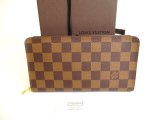 Photo: LOUIS VUITTON Damier Leather Round Zip Wallet Porto Monnaie Zip #9803