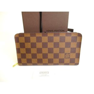 Photo: LOUIS VUITTON Damier Leather Round Zip Wallet Porto Monnaie Zip #9803