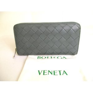 Photo: BOTTEGA VENETA Intrecciato Gray Leather Round Zip Wallet Purse #9807