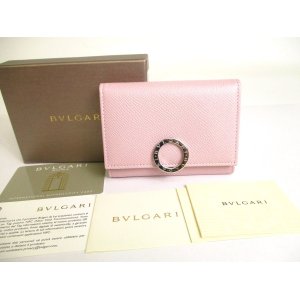 Photo: BVLGARI Logo Clip Light Pink Leather Business Card Case Card Holder #9814