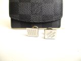 Photo: LOUIS VUITTON Silver Metal Cuffs Cufflinks Damier #9816