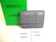 Photo1: BOTTEGA VENETA Cassette Gray Leather Trifold Wallet Compact Wallet #9827