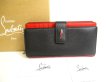 Photo1: Christian Louboutin Paloma Black Red Leather Bifold Long Wallet #9835