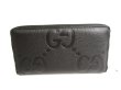 Photo2: GUCCI Jumpo GG Black Leather Zip Around Wallet Purse #9838