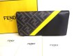 Photo1: FENDI Zucca Gray Fabric Black Leather Bifold Long Wallet Flap Wallet #9839