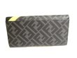 Photo2: FENDI Zucca Gray Fabric Black Leather Bifold Long Wallet Flap Wallet #9839