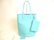 Photo1: TIFFANY＆CO. Blue Leather Tote Bag Hand Bag w/Pouch #9843