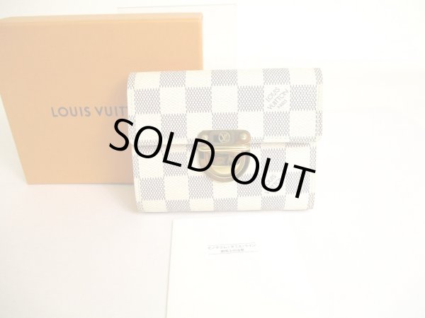 Photo1: LOUIS VUITTON Damier Azur Leather Trifold Wallet Portefeuille Koala #9849