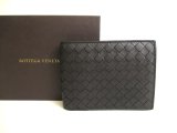 Photo: BOTTEGA VENETA Intrecciato Black Leather Bifold Wallet Compact Wallet #9855