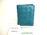 Photo: BOTTEGA VENETA Intrecciato Blue green Leather Bifold Wallet Compact Wallet #9858