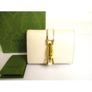 Photo: GUCCI Jackie 1961 White Leather Bifold Card Case Wallet Compact Wallet #9859