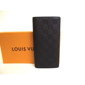 Photo: LOUIS VUITTON Damier Infini Black Leather Wallet Portefeuille Brazza #9865