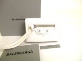 Photo: BALENCIAGA White Leather Trifold Mini Wallet Neo Classic #9876