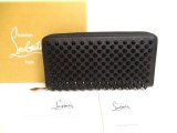 Photo: Christian Louboutin Panettone Black Leather Spikes Round Zip Wallet #9877