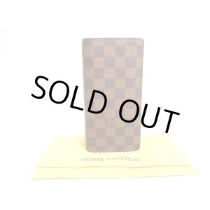 Photo: LOUIS VUITTON Damier Brown Leather Long Wallet Portefeuille Brazza #9879