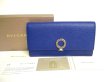 Photo1: BVLGARI Blue Leather Logo Clip Bifold Long Wallet #9880