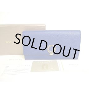 Photo: BVLGARI Blue Leather Logo Clip Bifold Long Wallet #9880