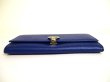 Photo5: BVLGARI Blue Leather Logo Clip Bifold Long Wallet #9880