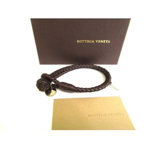 Photo: BOTTEGA BENETA Intrecciato Dark brown Leather Bangle Bracelet #9883
