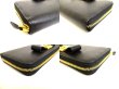 Photo7: PRADA Gold Saffiano Black Leather Ribbon Motif Round Zip Long Wallet #9884