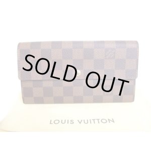 Photo: LOUIS VUITTON Damier Brown Leather Bifold Long Wallet Sarah #9885