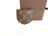 Photo: LOUIS VUITTON Monogram Brown Leather Coin Purse Porto Monnaie Gousset #9887