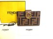 Photo1: FENDI Brown Leather FF Logo Gold H/W Credit Card Business Card Holder #9888