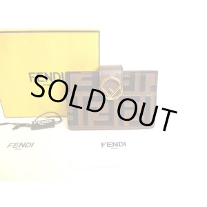 Photo: FENDI Brown Leather FF Logo Gold H/W Credit Card Business Card Holder #9888