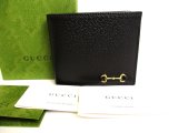 Photo: GUCCI Horsebit Black Leather Bifold Wallet Compact Wallet #9895