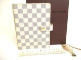 Photo: LOUIS VUITTON Damier Azur Document Holders Medium Ring Agenda Cover #9899