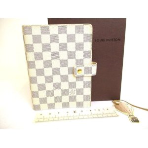 Photo: LOUIS VUITTON Damier Azur Document Holders Medium Ring Agenda Cover #9899