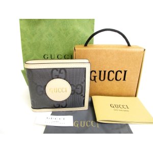 Photo: GUCCI Off The Grid Gray Nylon Beige Leather Bifold Wallet #9904