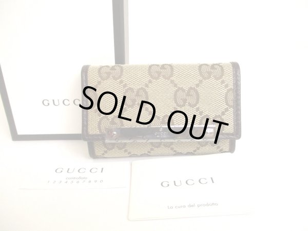 Photo1: GUCCI GG Brown Canvas and Leather 6 Pics Key Cases #9905