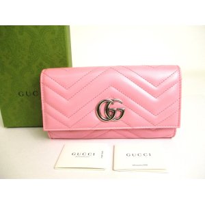 Photo: GUCCI Marmont G Pink Leather Continental Wallet Flap Long Wallet #9913