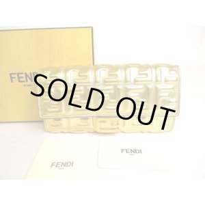 Photo: FENDI Gold Leather Bifold Long Wallet Flap Wallet Baguette Continental #9917