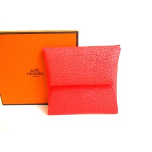 Photo: HERMES Pink and Brown Chevre Myzore Leather Coin Purse Bastia #9920