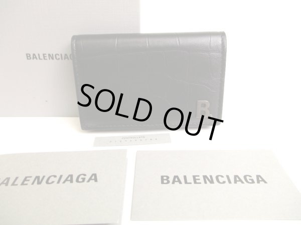 Photo1: BALENCIAGA Black Leather Card Holder Accordeon Hold #9923