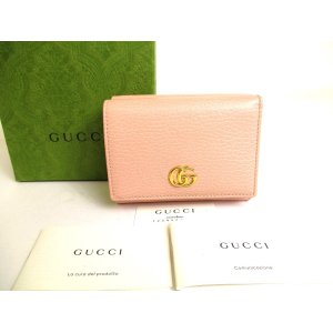 Photo: GUCCI Double G Marmont Light Pink Leather Trifold Wallet #9926