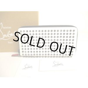 Photo: Christian Louboutin Panettone White Leather Spikes Round Zip Wallet #9934