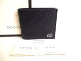 Photo: GUCCI GG Metal Guccissima Navy Blue Signature Leather Bifold Wallet #9947
