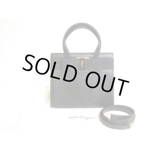Photo: Salvatore Ferragamo Vara Black Leather Hand Bag w/Strap #9953