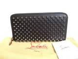 Photo: Christian Louboutin Panettone Black Leather Spikes Round Zip Wallet #9954