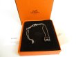 Photo1: HERMES Black Pop Ash H Palladium Plated Necklace Choker Pendant #9959